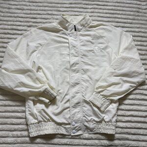 Vantage Men's White Full Zip Logo Windbreaker Jacket Vintage Size S